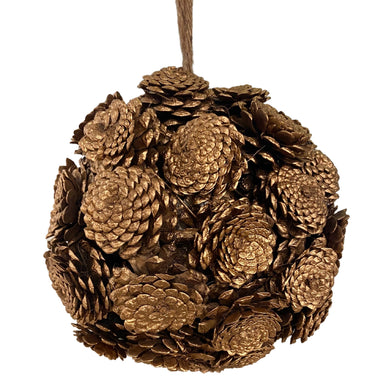 6'' Bronze Natural Pine Cones Ball Ornament | LC