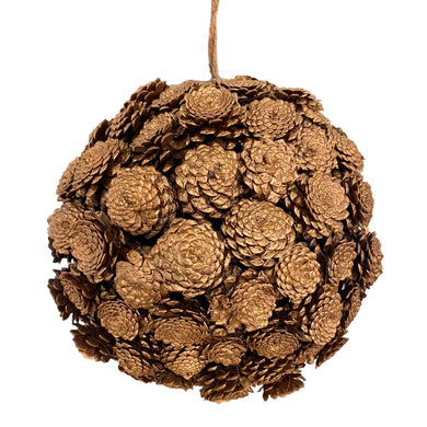 9'' Bronze Natural Pine Cones Ball Orn. | LC