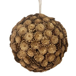 12'' Bronze Natural Pine Cones Ball Orn. | LC