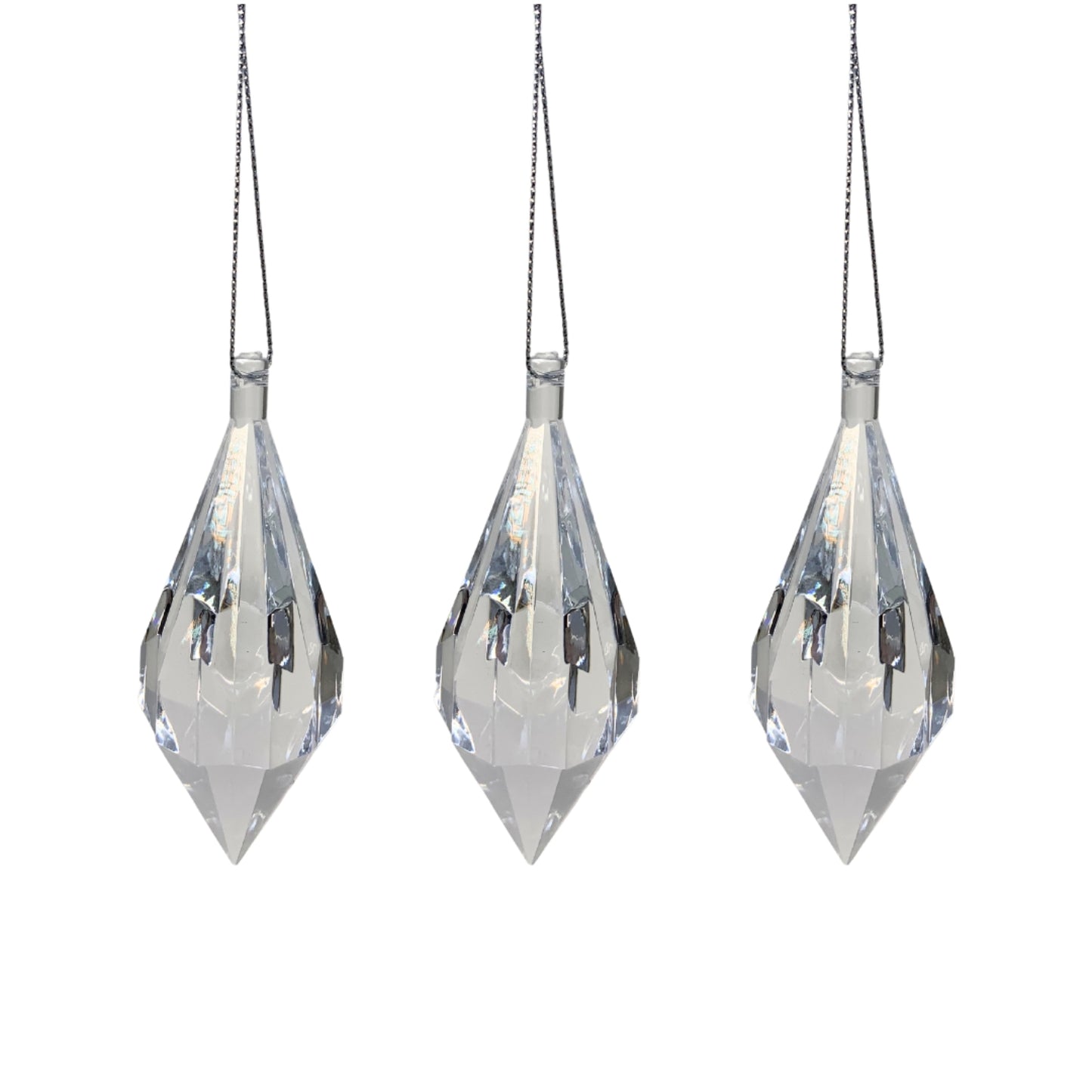 Dynamic Dazzling Hanging Crystal Drop Ornament 3.75” Box of 3 | YK