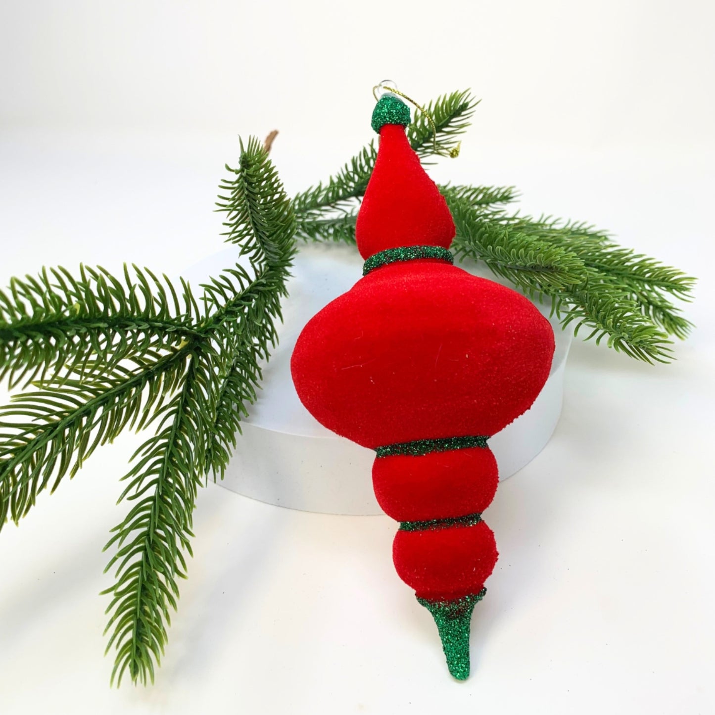 Fascinating Felt Finial Ornament - Red/Green 7” | YK