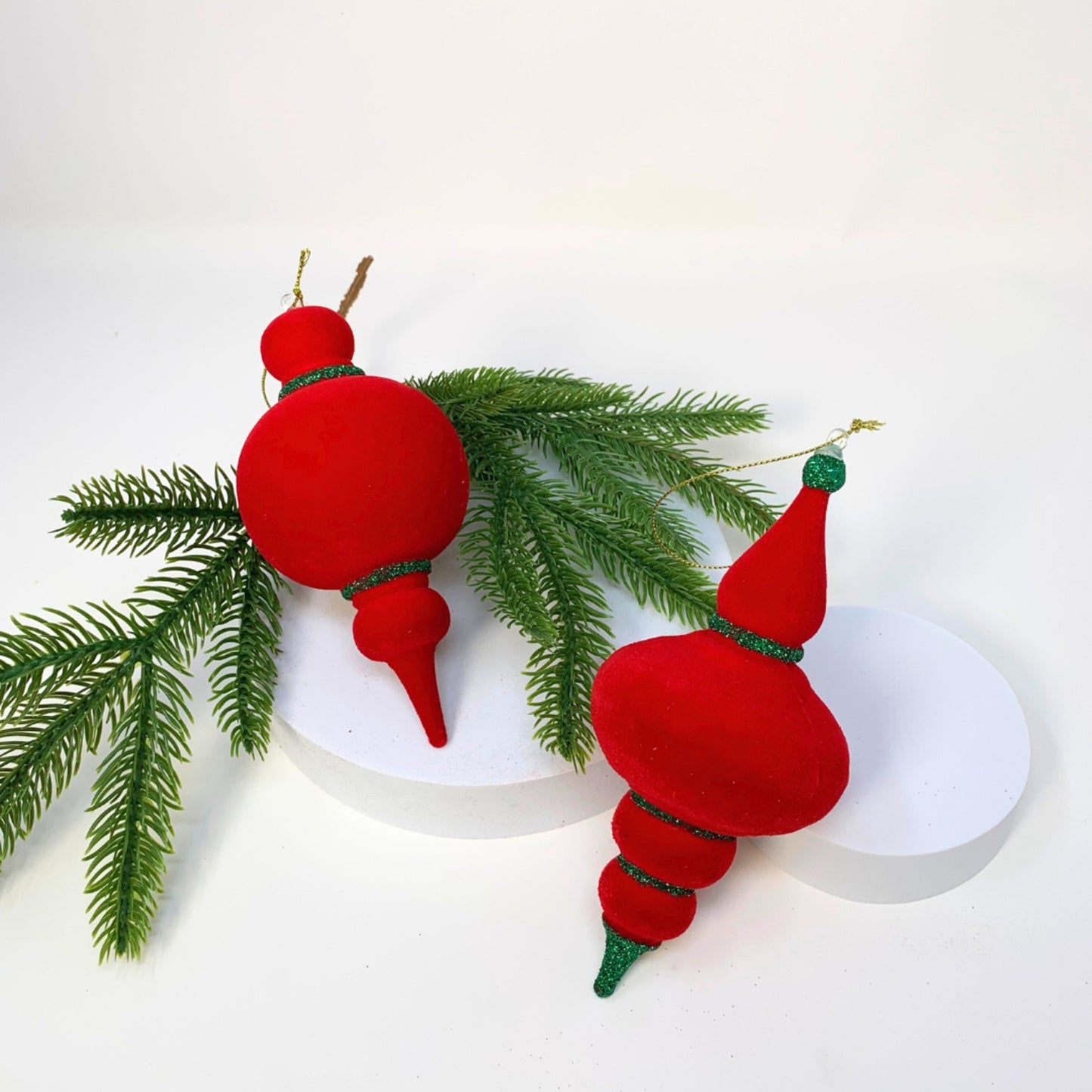 Fascinating Felt Finial Ornament - Red/Green 7” | YK