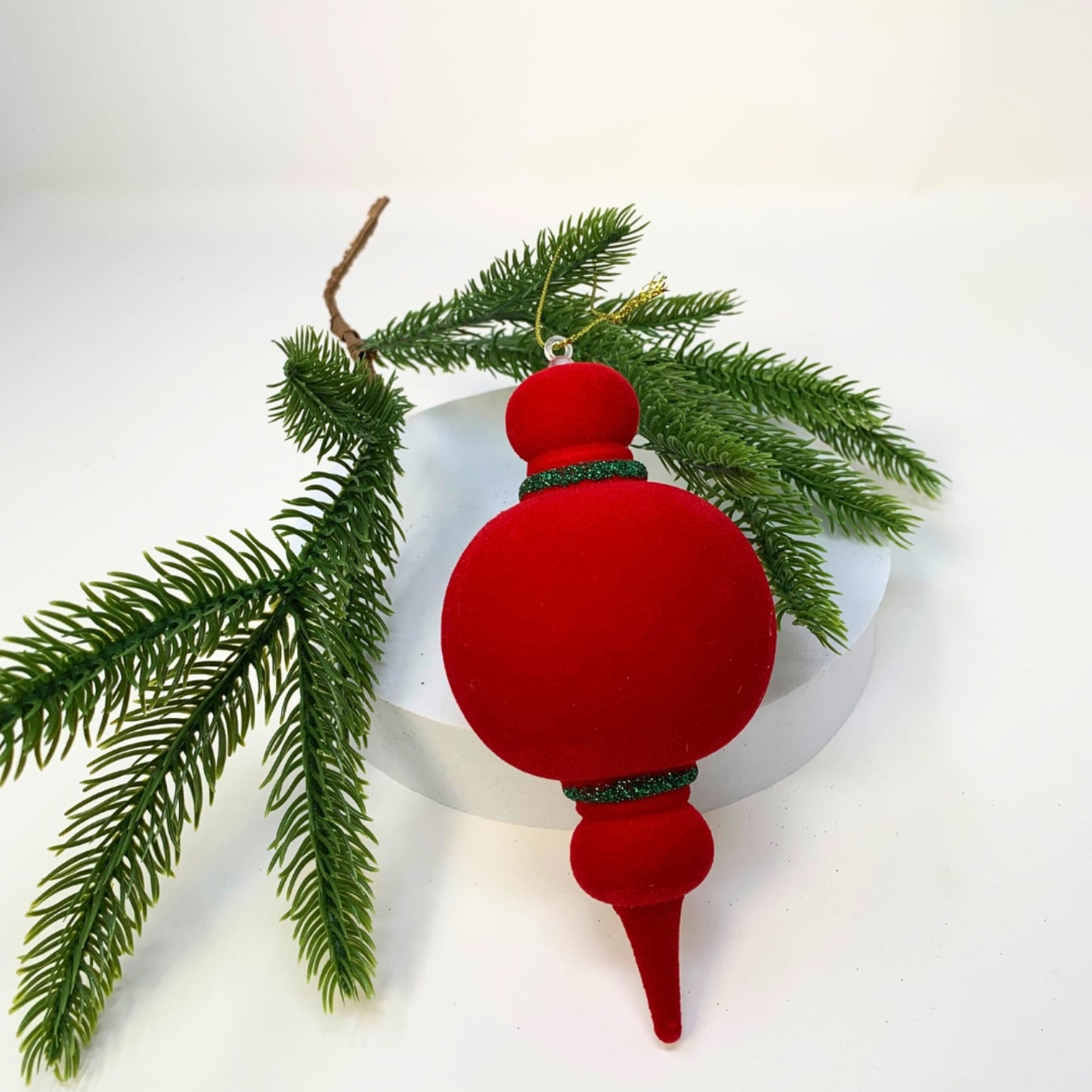 Fascinating Felt Finial Onion Ornament - Red/Green 6” | YK