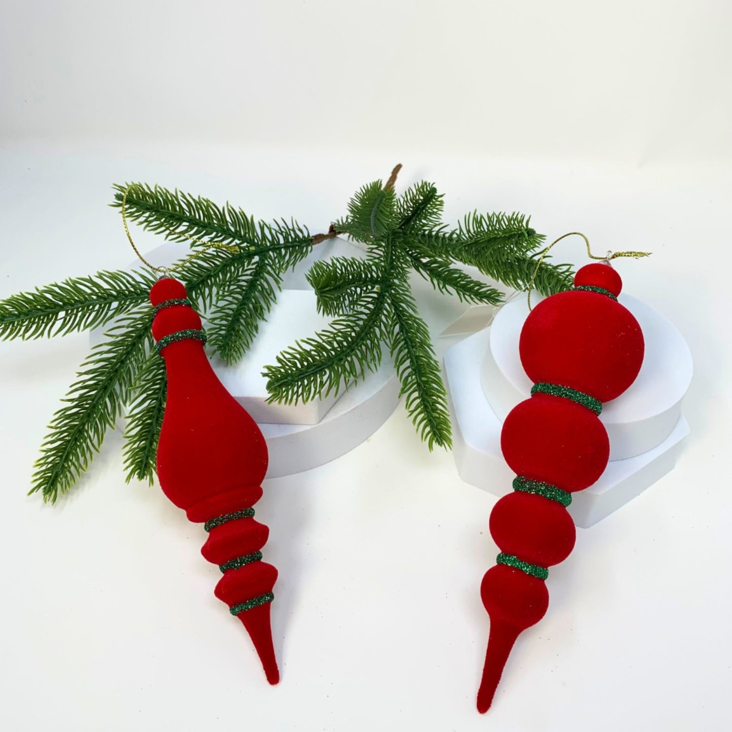 Fascinating Felt Finial Ornament - Red/Green 8" | YK