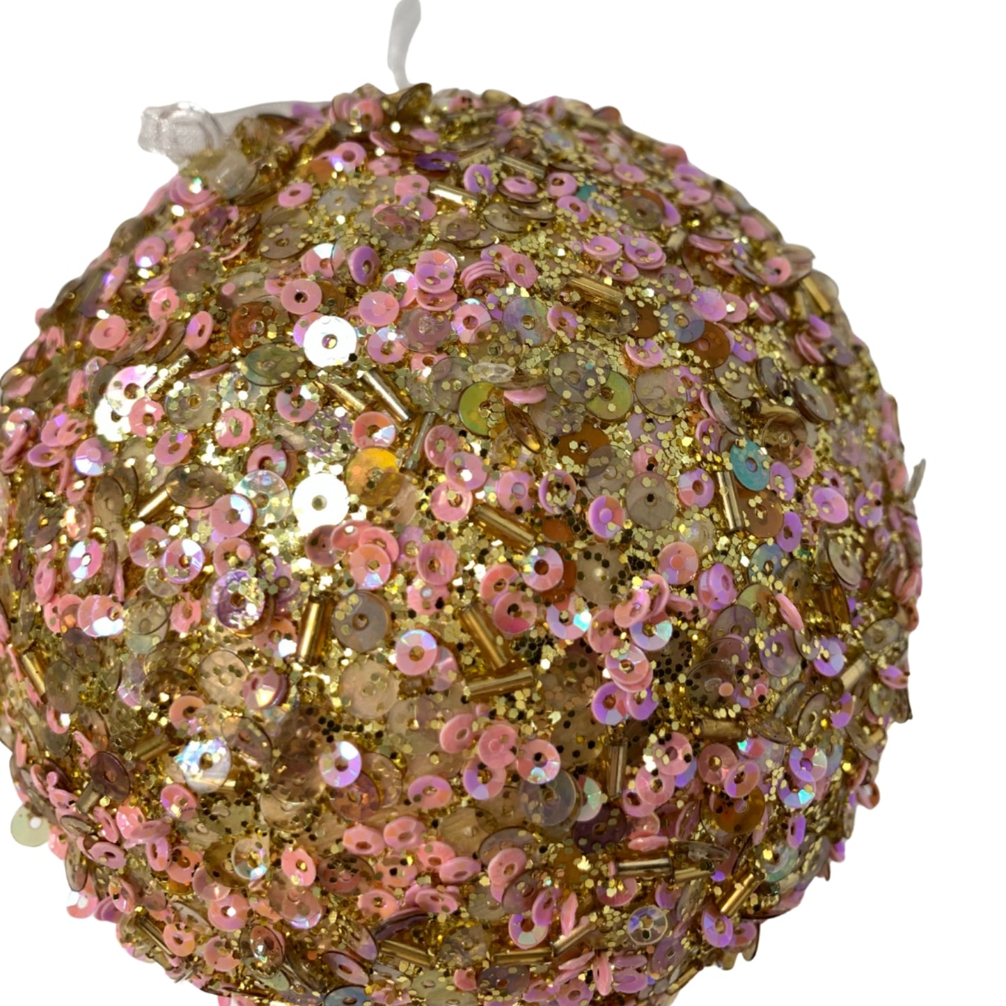 Shine Bright Jewel Bead Ball Ornament - Champagne/Iridescent 4” | YK