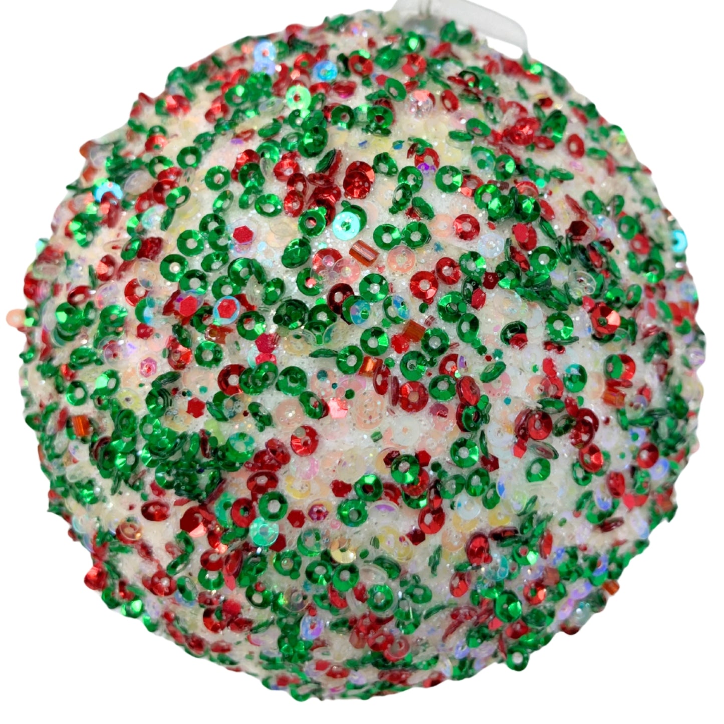 Wildly Whimsical Beaded Sequin Iridescent Ball Ornament 4” | YK