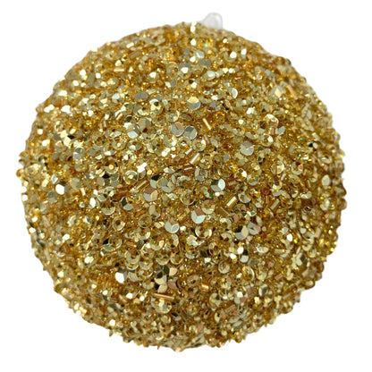 Glamorous Gold Beaded Sequin Ball Ornament 4” | YK