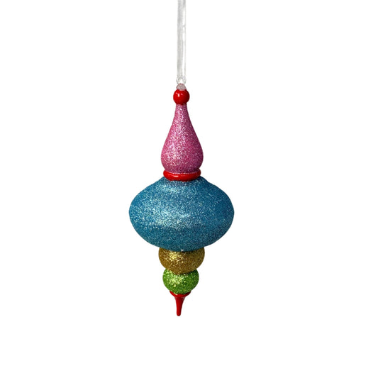 Gorgeous Glitter Multi Color Finial Ornament 7” | YK