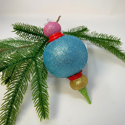 Gorgeous Glitter Multi Color Onion Finial Ornament 6” | YK