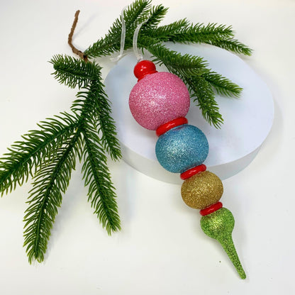 Gorgeous Glitter Multi Color Finial Ornament 8" | YK