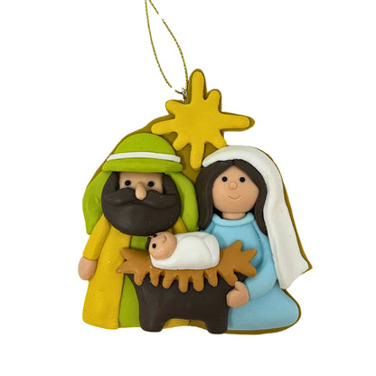 Clay Dough Nativity Scene Ornament 4" x 3.75" | YK