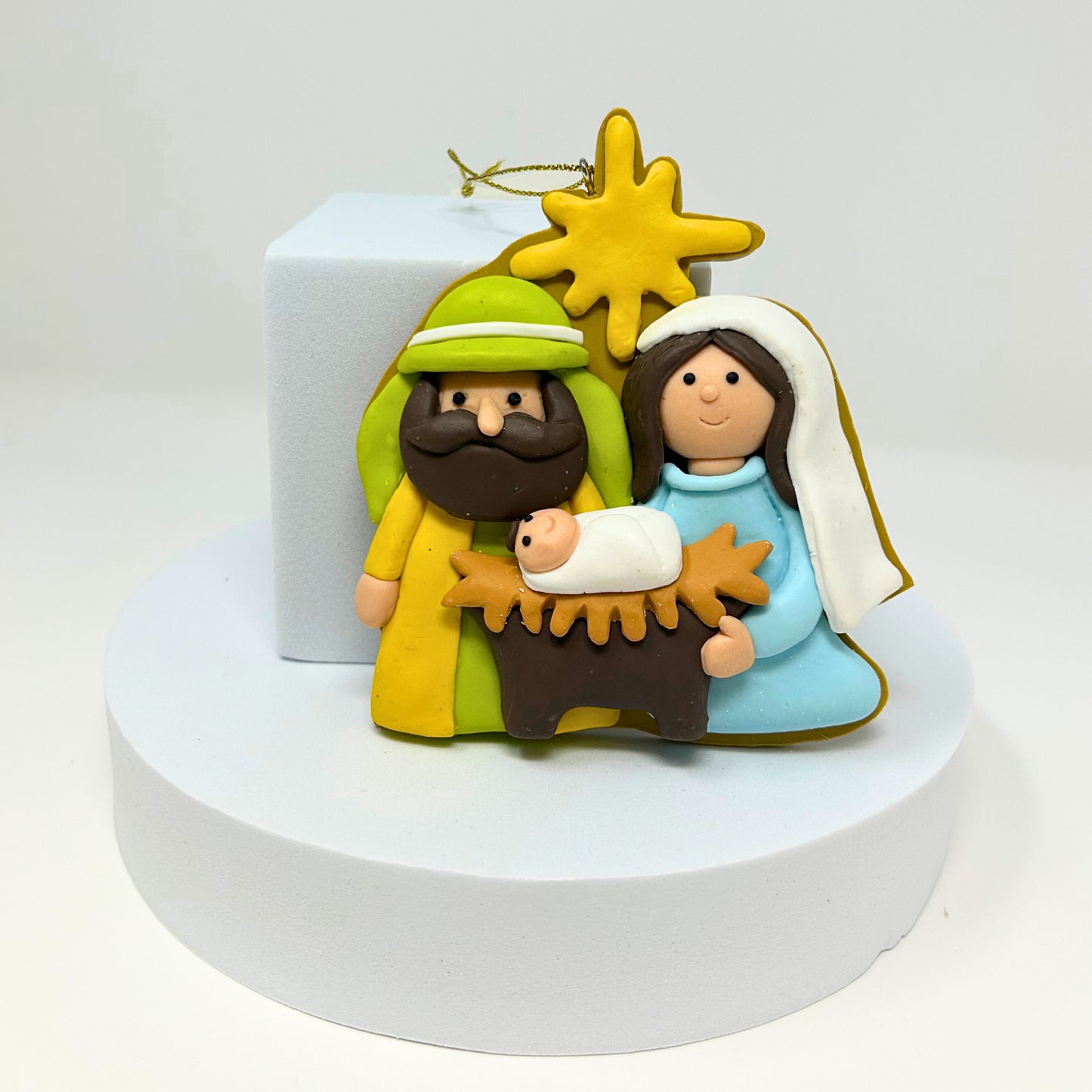 Clay Dough Nativity Scene Ornament 4" x 3.75" | YK