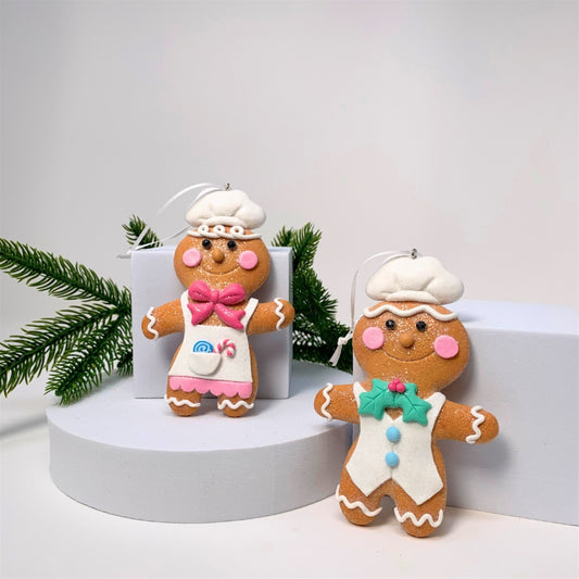 Passionately Pastel Gingerbread Cookie Boy and Girl Ornament 2 Asst. 4.75” | YK