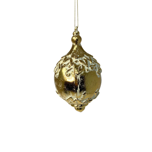 O Holy Night Metallic Ornate Finial Ornament - Gold/Cream 7" | YK