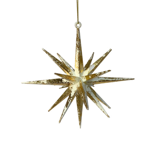 O Holy Night Metallic Shooting Star Ornament - Gold/Cream 6" | YK