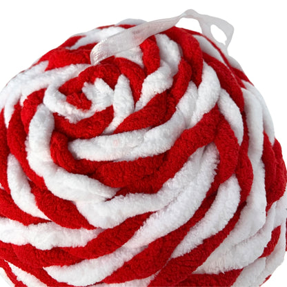 Peppermint Stripe Chenille Ball Ornament - Red/White 6” | YK