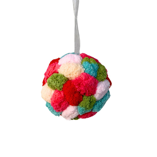 Pastel Mix Multi Color Pom Pom Ball Ornament 4” | YK