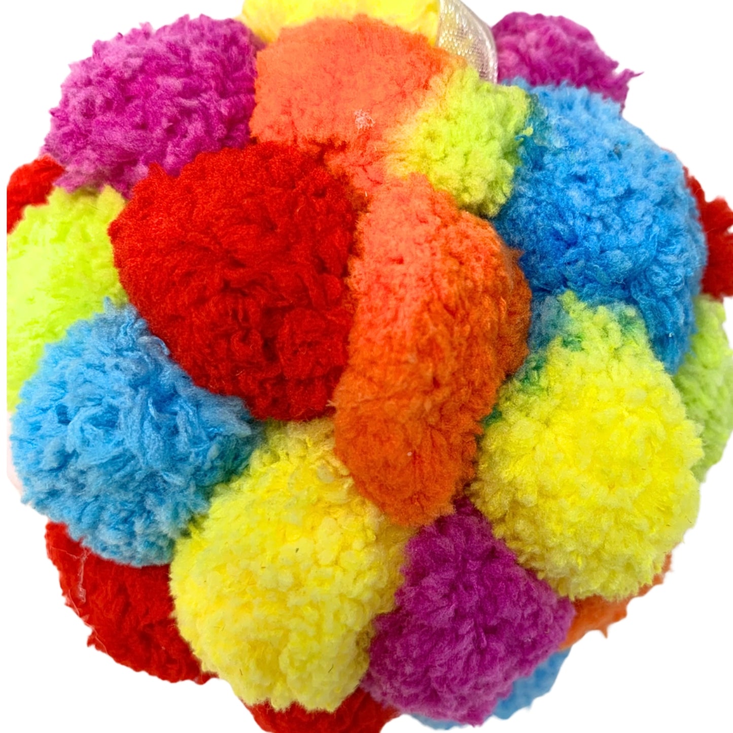 Vibrant Multi Color Pom Pom Ball Ornament 4” | YK