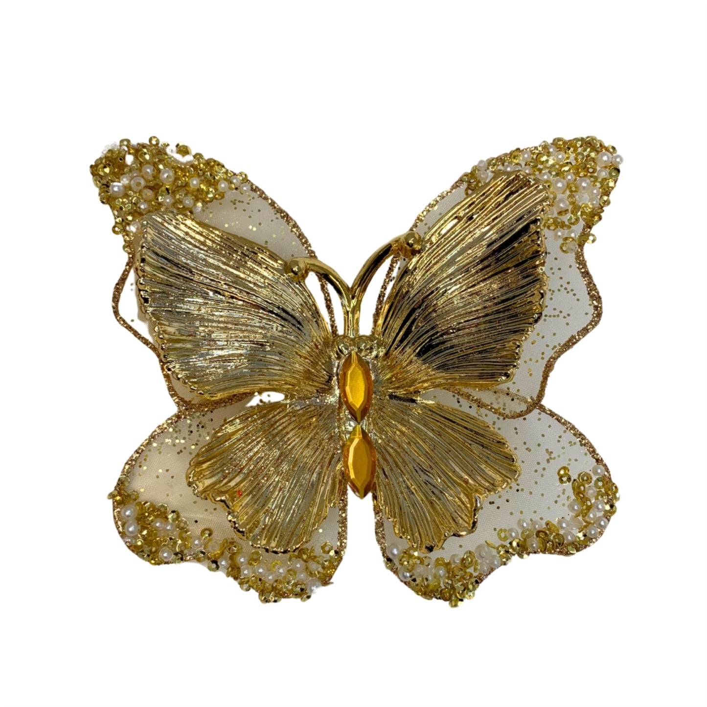 Magical Metallic Pear Butterfly Clip 6” - Gold | YK