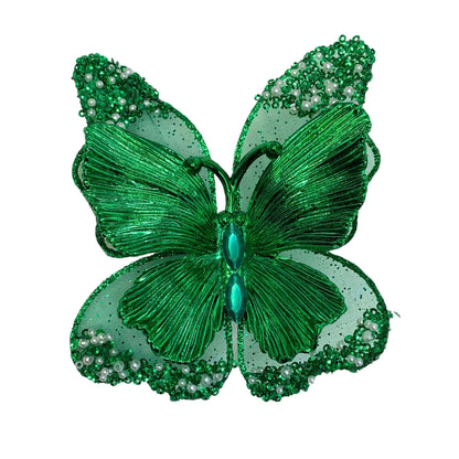 Magical Metallic Pear Butterfly Clip 6” - Emerald Green | YK