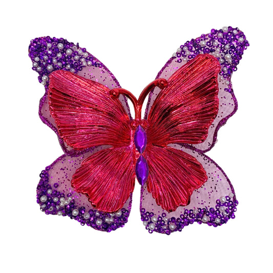 Magical Metallic Pear Butterfly Clip 6” - Hot Pink/Purple | YK