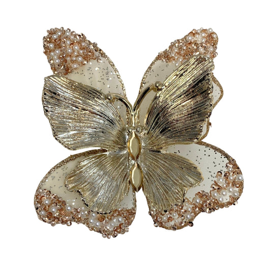 Magical Metallic Pear Butterfly Clip 6” - Platinum | YK