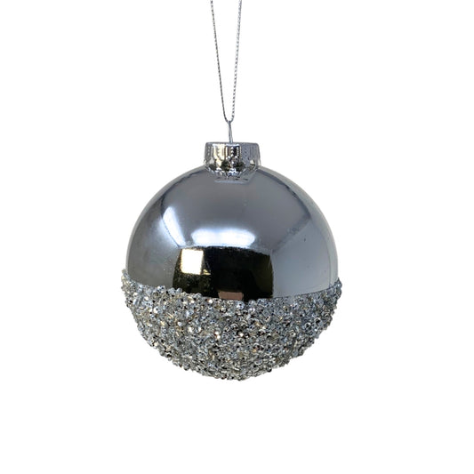 VP Half the Fun Christmas Ball Ornament - Silver 6” | YK