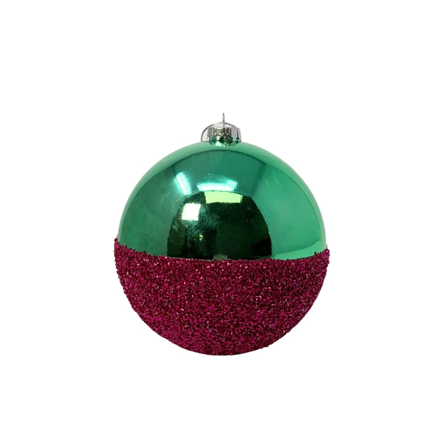 VP Half the Fun Christmas Ball Ornament - 4” - Aqua/Pink | YK