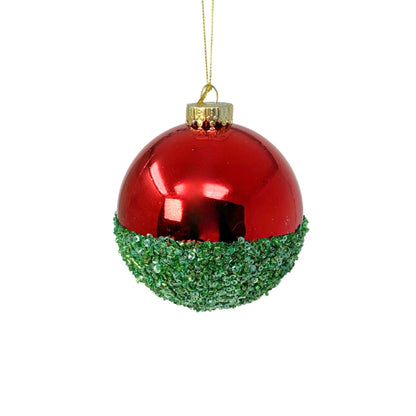 VP Half the Fun Christmas Ball Ornament - 4” - Red/Aqua | YK