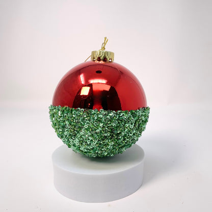 VP Half the Fun Christmas Ball Ornament - 4” - Red/Aqua | YK