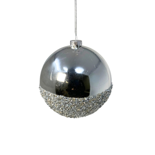 VP Half the Fun Christmas Ball Ornament - 4” - Silver | YK