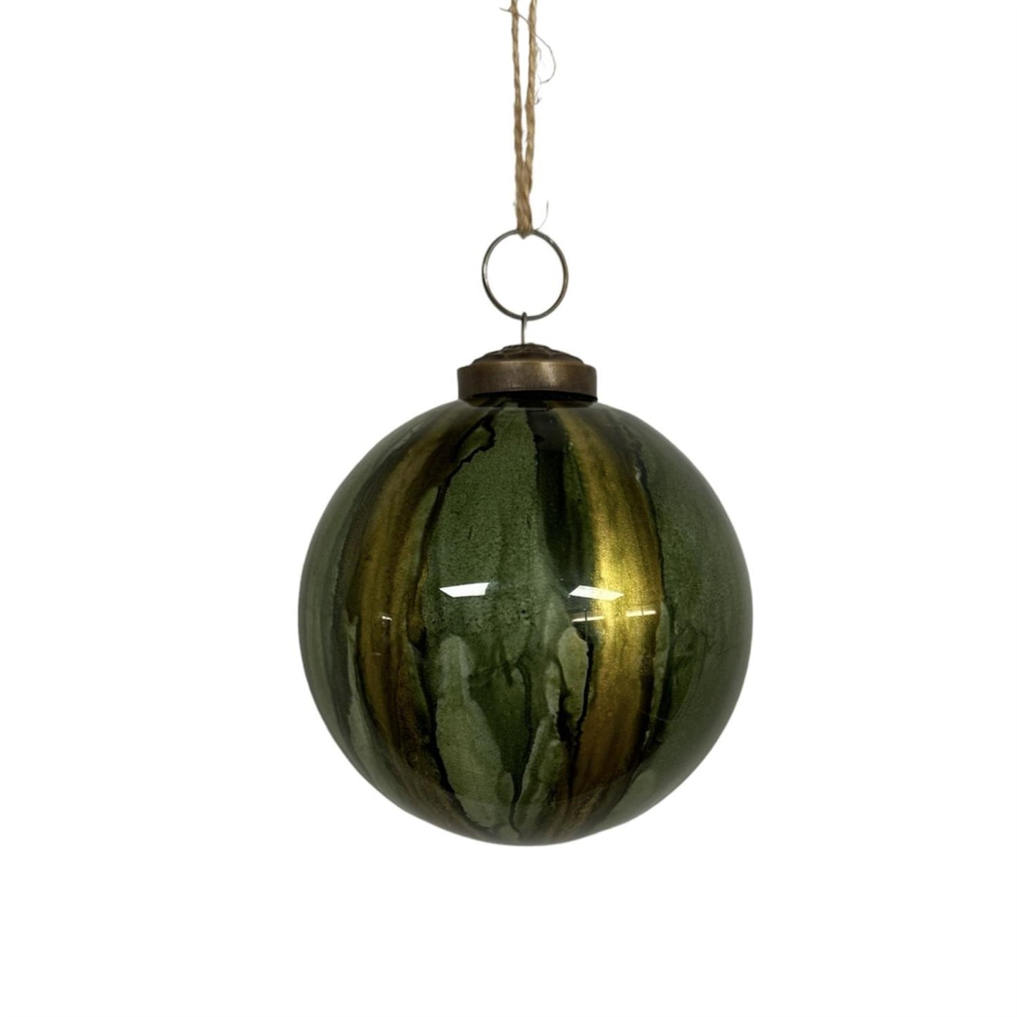 Green Watercolor Glass Ball Ornament 6” | SB