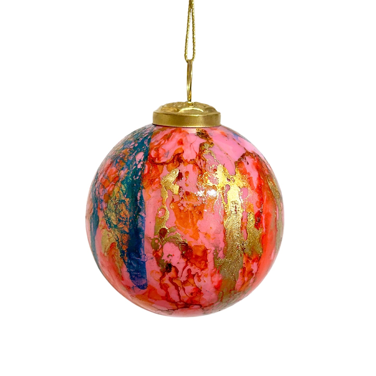 Multi Color Watercolor Glass Ball Ornament 6” | SB