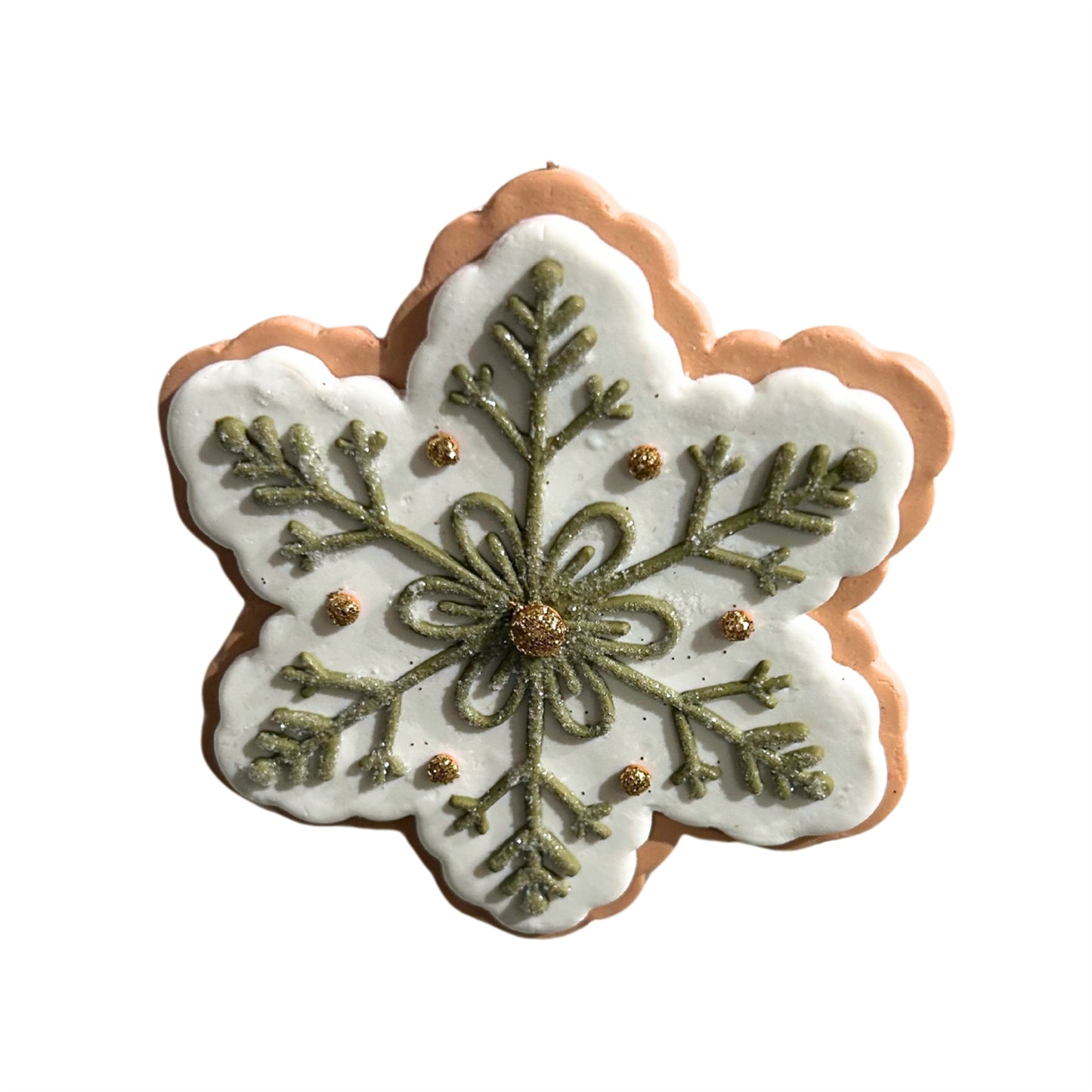 White Gingerbread Snowflake Cookie Ornament 4” | LC