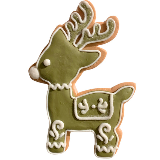 Sage Gingerbread Deer Cookie Ornament 4” | LC