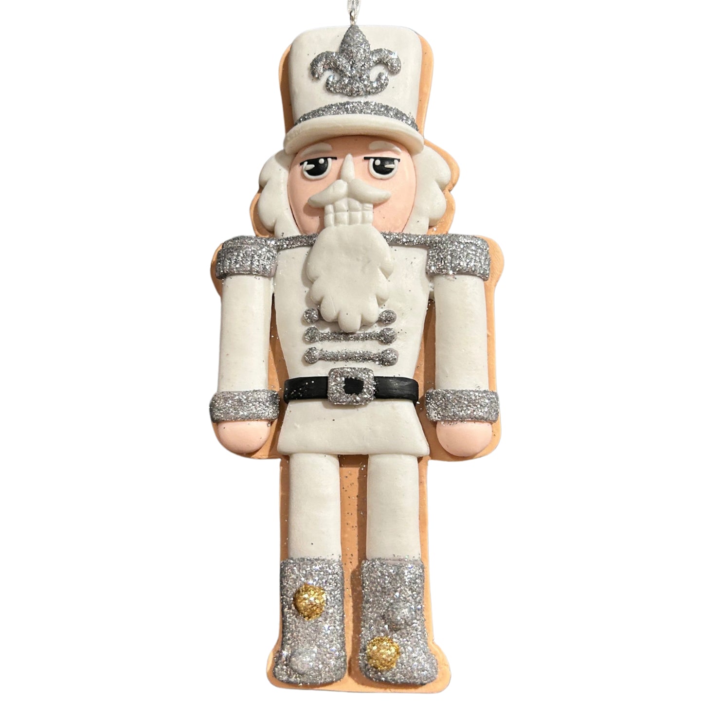 Gingerbread White Royal Nutcracker Cookie Ornament 6” | LC