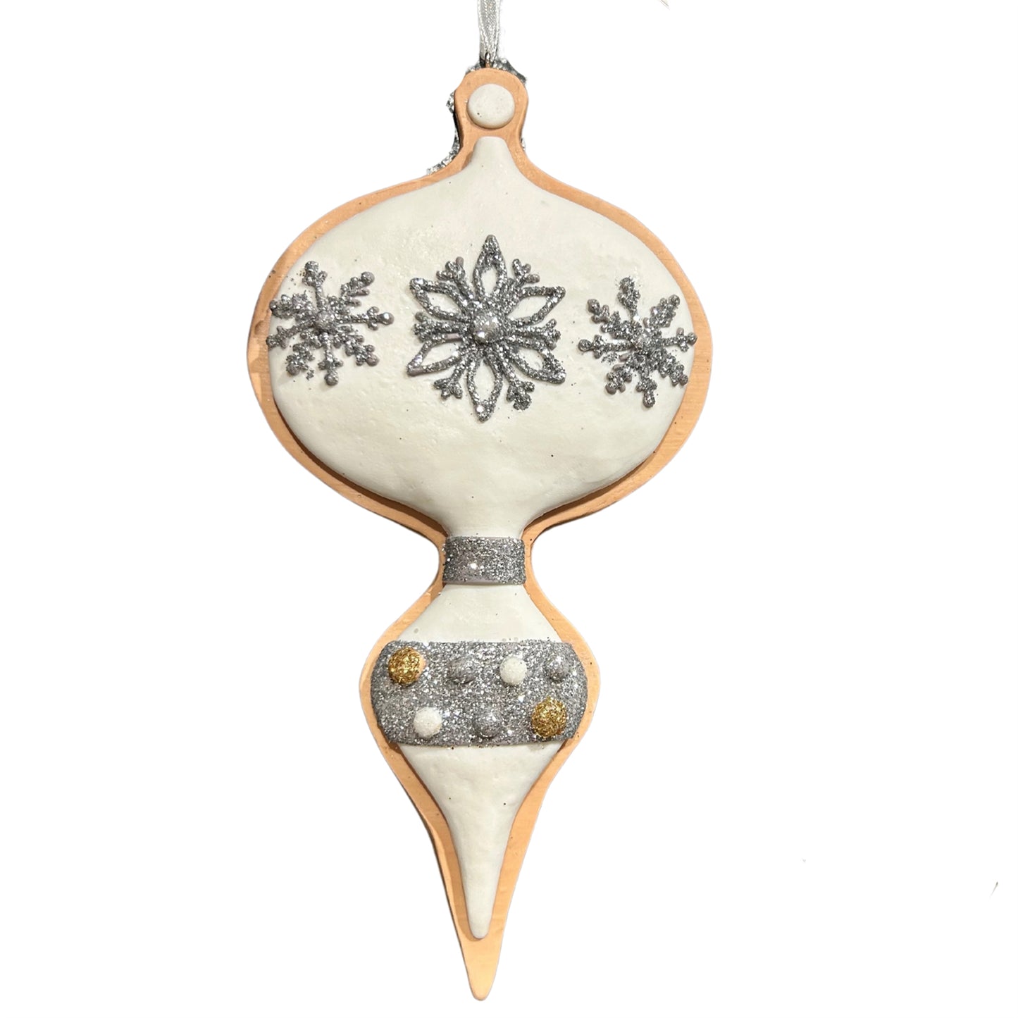 Gingerbread White Royal Finial Cookie Ornament 6.25” | LC