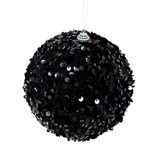 Fabulous Sequin Fabric Ball Ornament - Black 6” |KS