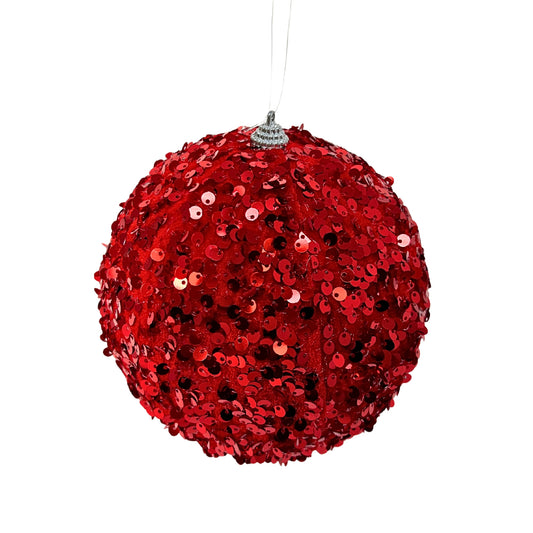 Fabulous Sequin Ball Ornament - Red 6” |KS