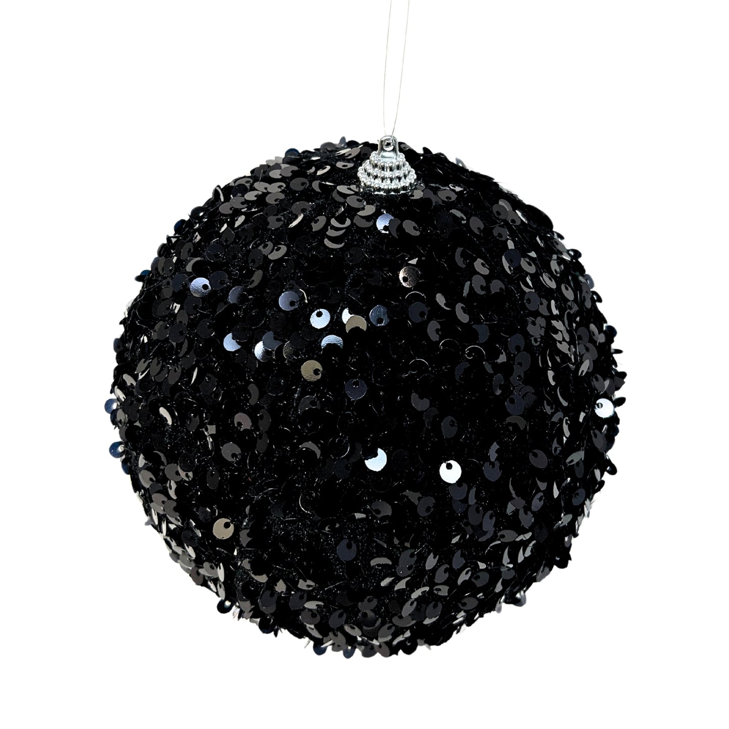 Fabulous Sequin Ball Ornament - Black 4.75” |KS