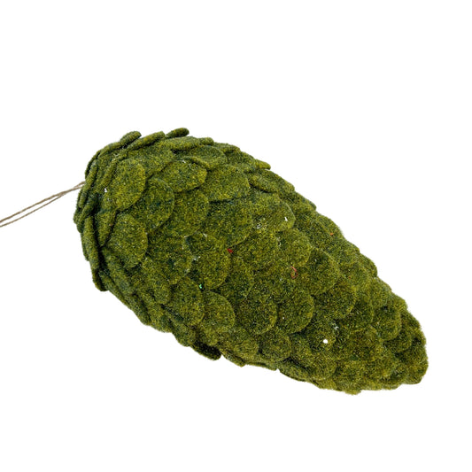 MOSSY GREEN FELT PINECONE ORN. 8.5" |KS