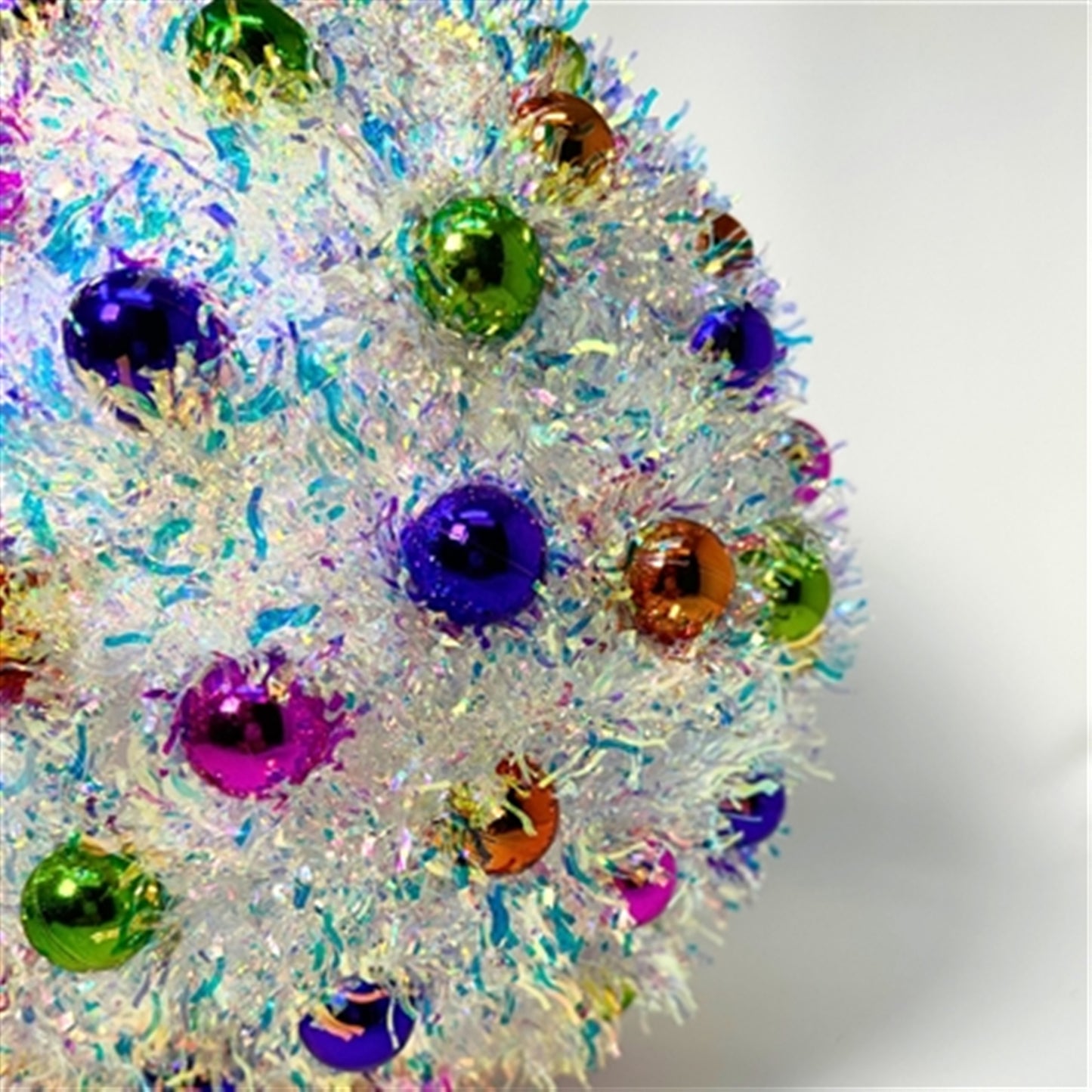 Iridescent Metallic Tinsel Mini Multi Color Ball Ornament 6.25" | KS