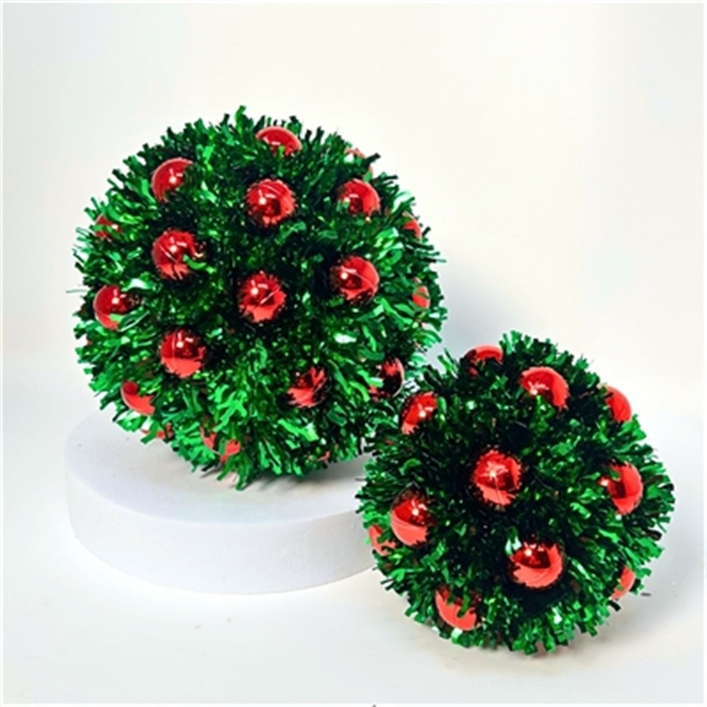 Emerald Metallic Tinsel Mini Red Ball Ornament 4.5" |KS