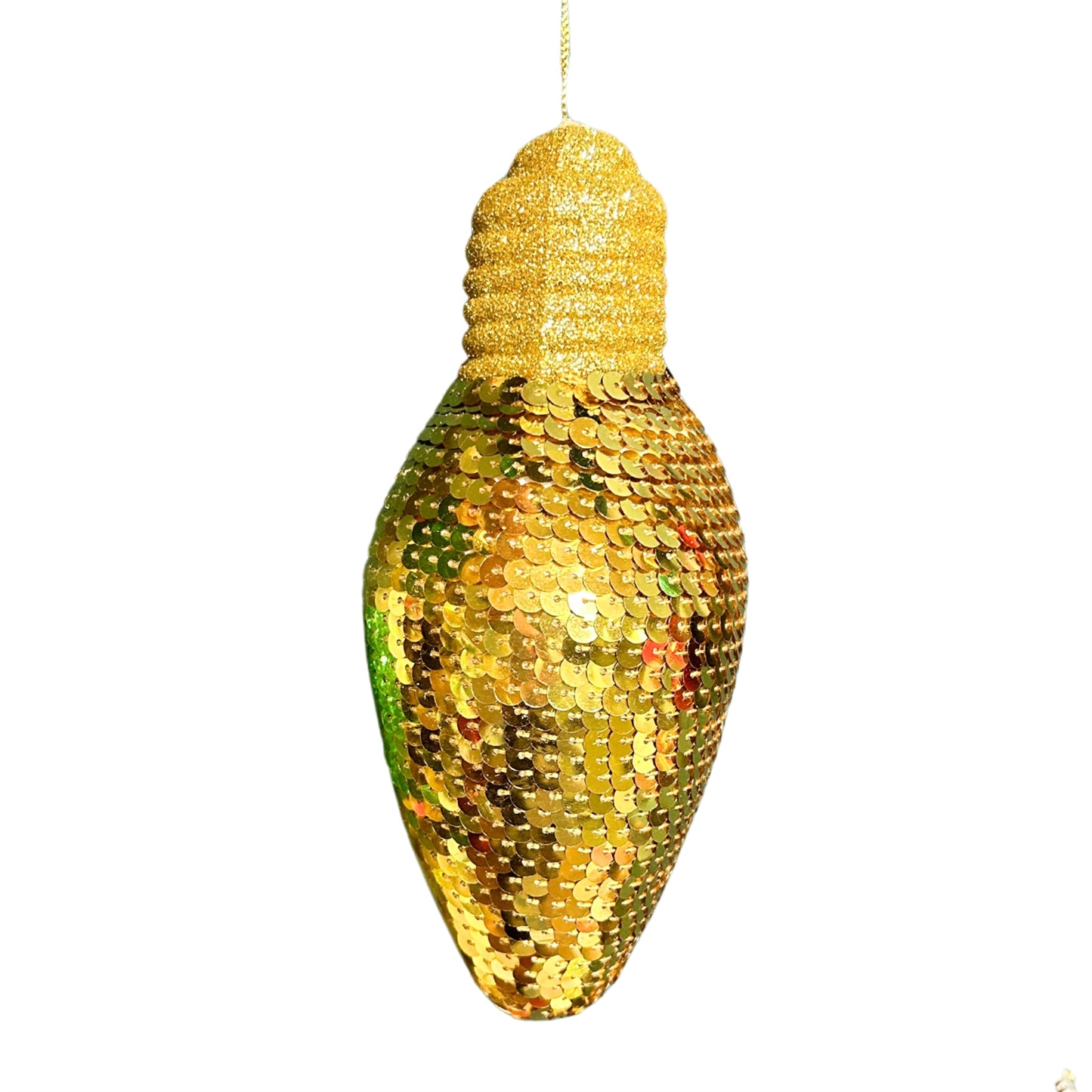 Snazzy Sequin Light Bulb Ornament - Gold 7” |KS