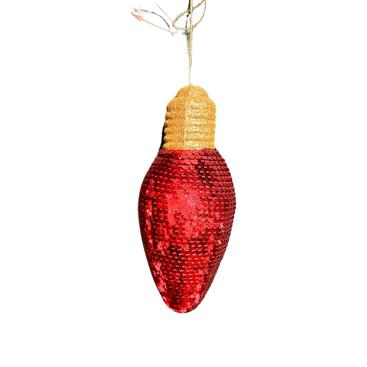 Snazzy Sequin Light Bulb Ornament - Red 7” |KS