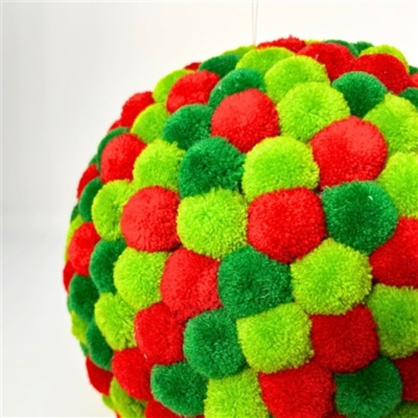 Mini Pom Pom Red/Green Ball Ornament 8" | KS