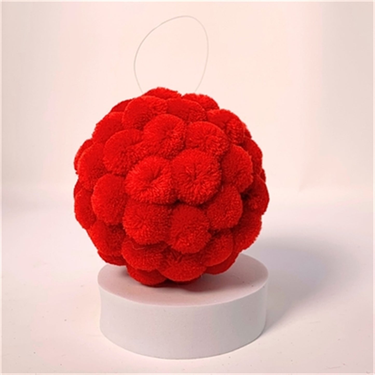 Mini Pom Pom Red Ball Ornament 7.88" |KS