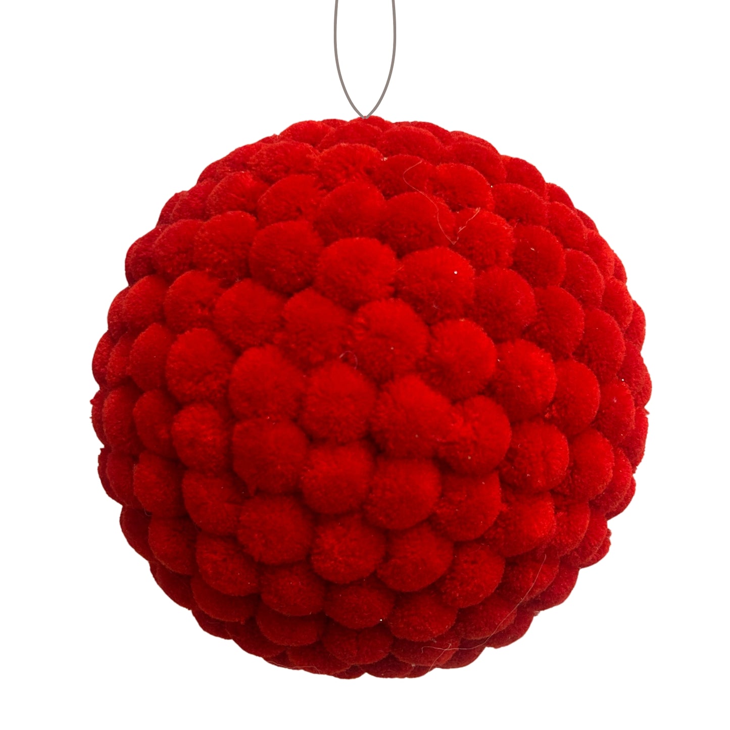 Mini Pom Pom Red Ball Ornament 10" |KS
