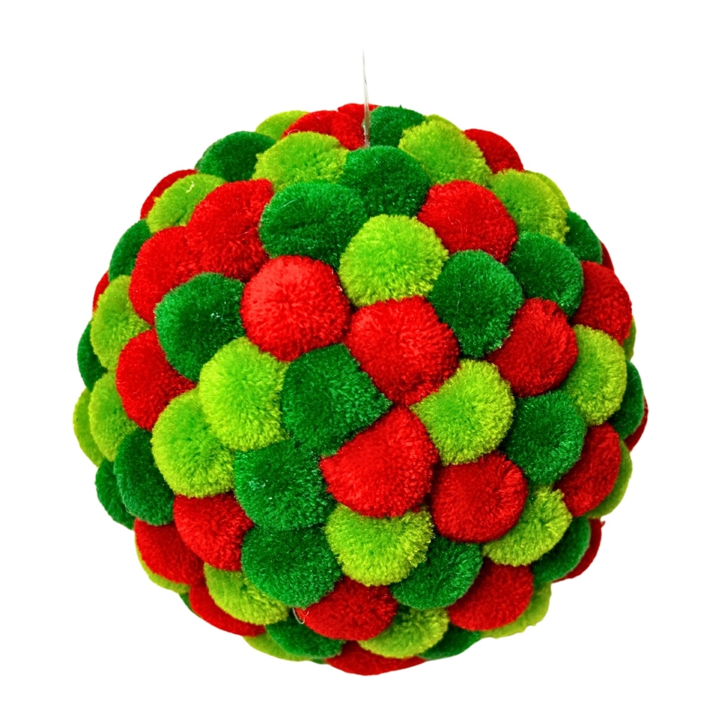 Pom Pom Red/Green Ball Ornament 10" |KS