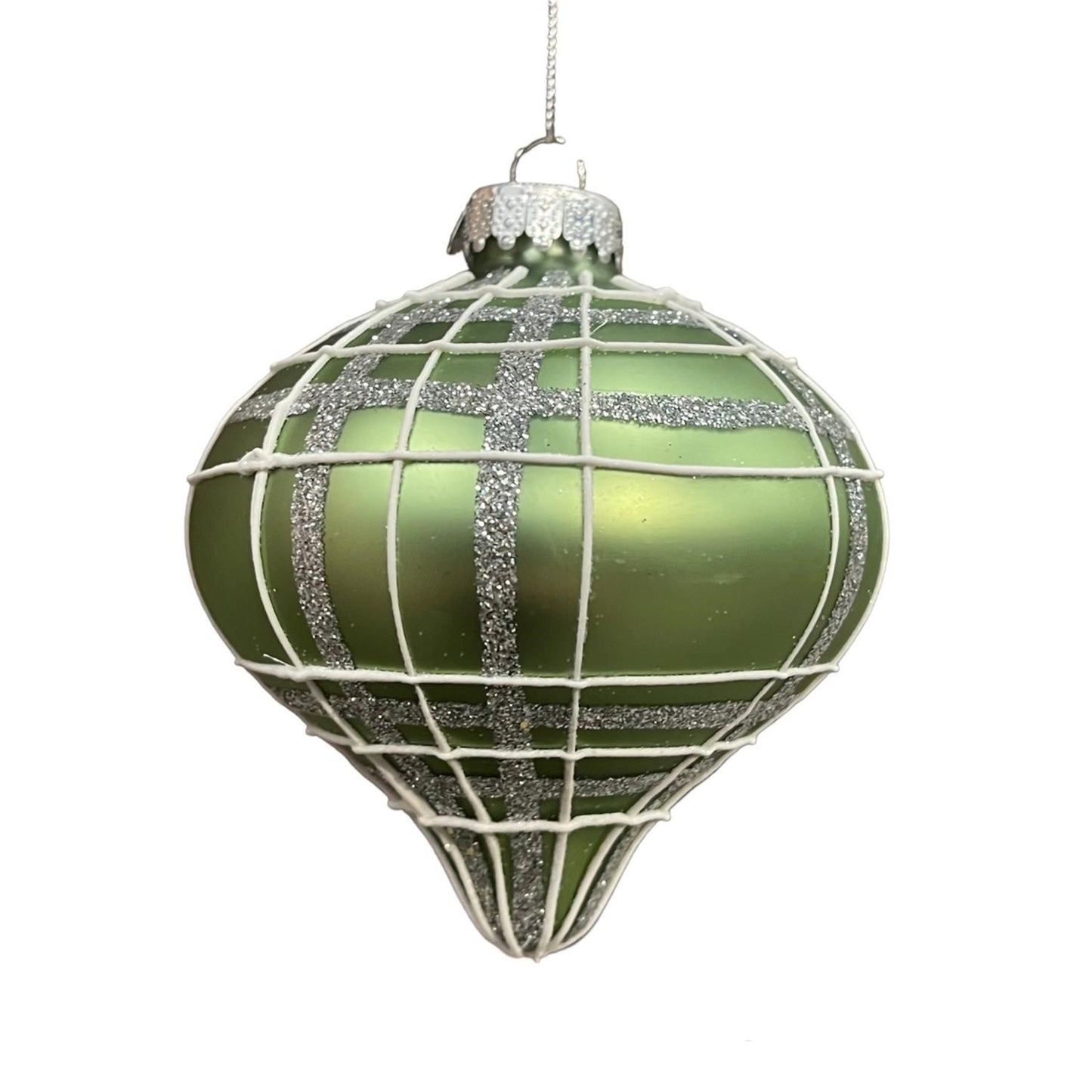 Garden Plaid Onion Ornament - Sage/White 4” | LC